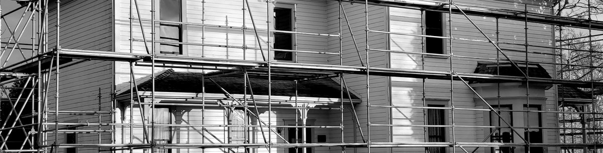 Heritage building under scaffolding during works